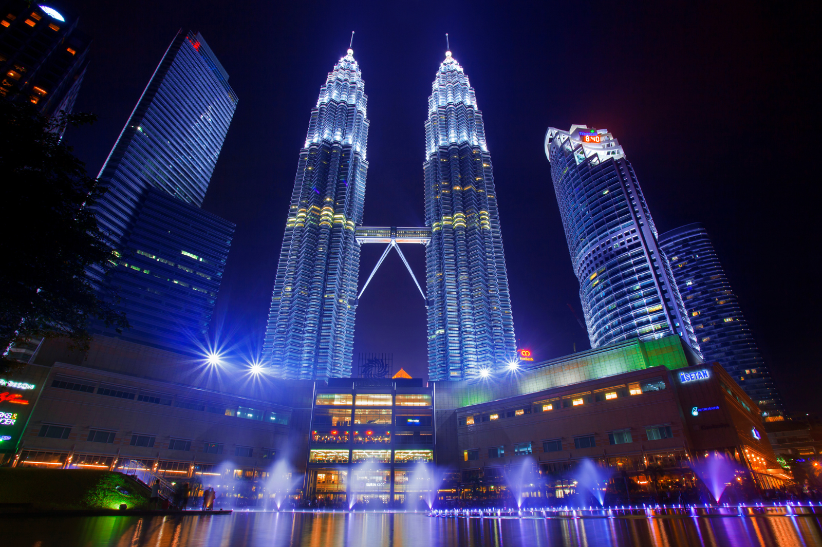 Petronas Twin Towers lit up at night